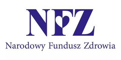Logo Narodowego Funduszu Zdrowia w postaci niebieskich liter NFZ
