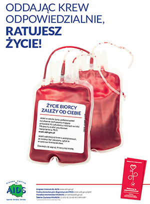 Plakat dotyczący odpowiedzialnego oddawania krwi